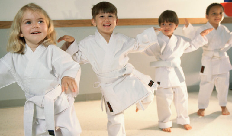 Young children training in a Little Ninjas Taekwondo class